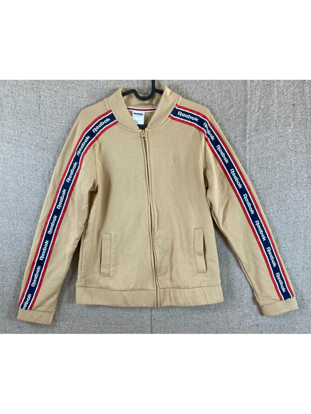 Womens Sz Large Reebok Classic Tan Full Zip Mockneck Sweater